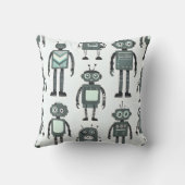 可愛いレトロロボットパターン装飾用クッション クッション (裏面)