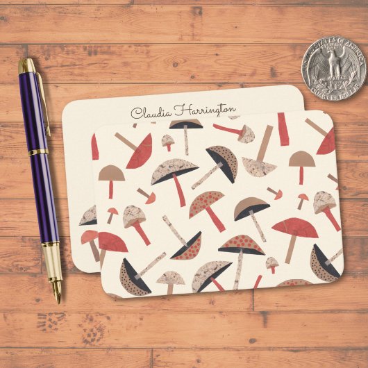 可愛いレトロヴィンテージインスパイアミッドセンチュリーキノコ ノートカード