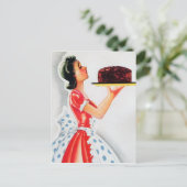 可愛いレトロヴィンテージケーキレディーポストカード任意の目的 ポストカード (スタンド正面)