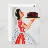 可愛いレトロヴィンテージケーキレディーポストカード任意の目的 ポストカード (正面/裏面)