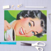 可愛いレトロヴィンテージデカップレディーコーヒー 薄葉紙 (クラフト)