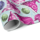 可愛いレトロヴィンテージピンクブルー格言ハットパターン ラッピングペーパー (ロールコーナー)