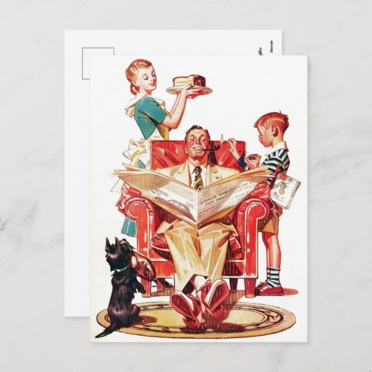 可愛いレトロヴィンテージファミリー任意の目的はがき シーズンポストカード (正面/裏面)