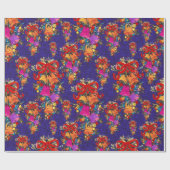 可愛いレトロヴィンテージレッドボウホリデイズブルー ラッピングペーパー (フラット)