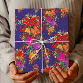 可愛いレトロヴィンテージレッドボウホリデイズブルー ラッピングペーパー