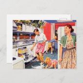 可愛いレトロヴィンテージ清掃家族はがき シーズンポストカード (正面/裏面)