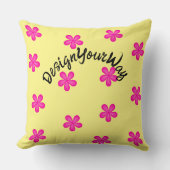 可愛いレトロ中世紀モダンのピンクの花柄 クッション (正面)