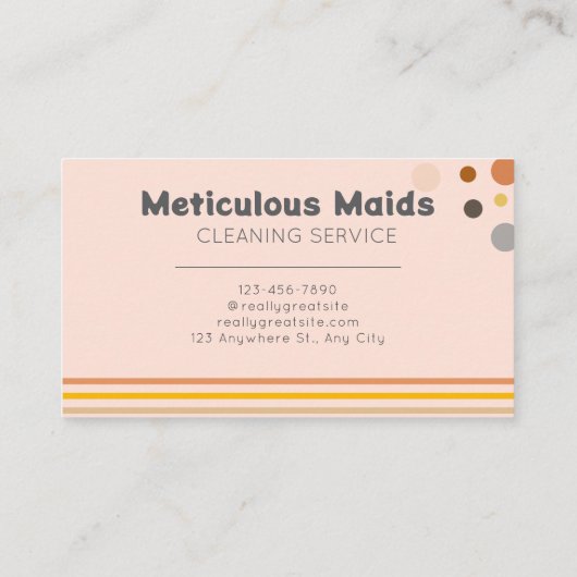 可愛いレトロ挽歌マンガのメイドクリーニングサービス 名刺 (裏面)