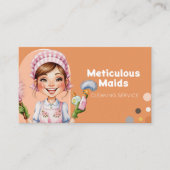 可愛いレトロ挽歌マンガのメイドクリーニングサービス 名刺 (正面)