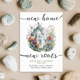 可愛いレトロ新しいホームウォーターカラー書道を移動 案内状