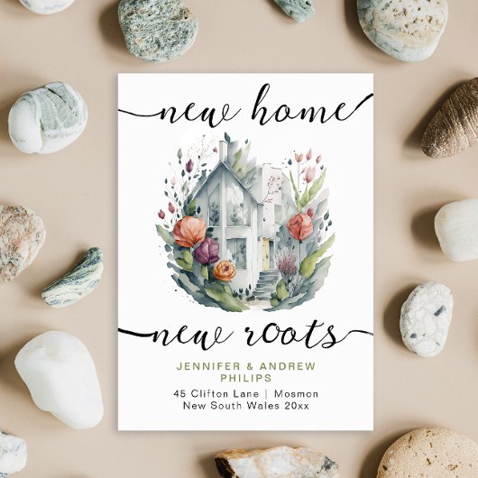 可愛いレトロ新しいホームウォーターカラー書道を移動 案内状