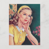 可愛いレトロ書ヴィンテージレディー ポストカード (正面)