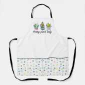 可愛いレトロ植物ママ手描き熱狂する植物レディ エプロン (正面)