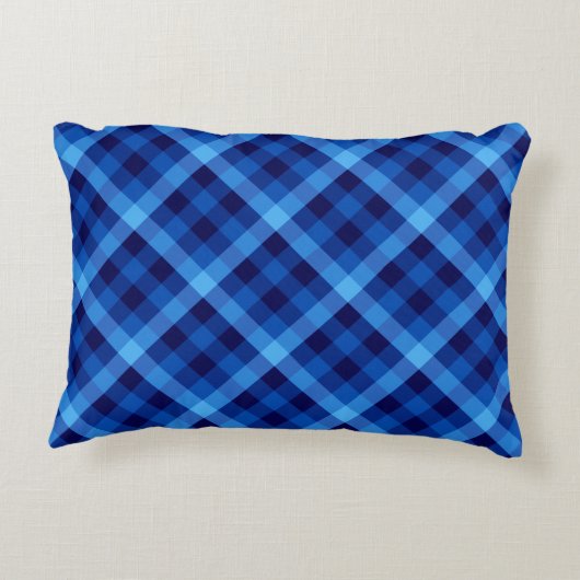 可愛いレトロ海ブループレイドアクセント枕 アクセントクッション (裏面)