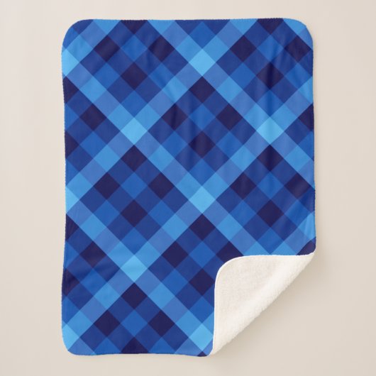 可愛いレトロ海ブルー格子小シェルパブランケット シェルパブランケット (正面)