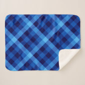 可愛いレトロ海ブルー格子小シェルパブランケット シェルパブランケット (正面(横))