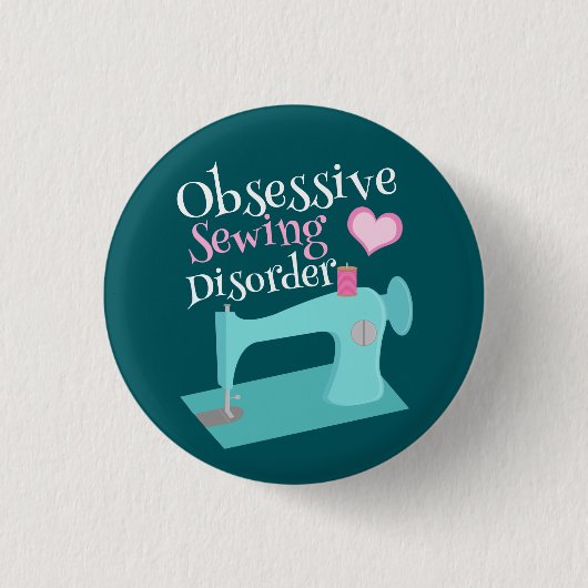 可愛いレトロ裁縫機船乗り 缶バッジ (正面)