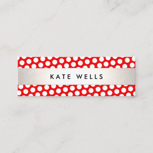 可愛いレトロ赤と白水玉模様パターン スキニー名刺 (正面)
