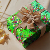 可愛いレトロ離れヴィンテージの休日グリーンピンク ラッピングペーパー