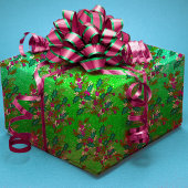 可愛いレトロ離れヴィンテージの休日グリーンピンク ラッピングペーパー