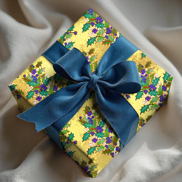 可愛いレトロ離れヴィンテージ休日イエロー ラッピングペーパー