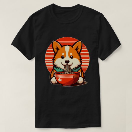 可愛いレトロ食べコルギ Tシャツ (デザイン正面)