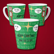 可愛いレトロ「クリスマスの時間」猫時計カスタム