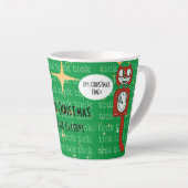 可愛いレトロ「クリスマスの時間」猫時計カスタム カフェラテマグ (右アングル)