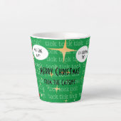 可愛いレトロ「クリスマスの時間」猫時計カスタム カフェラテマグ (正面)