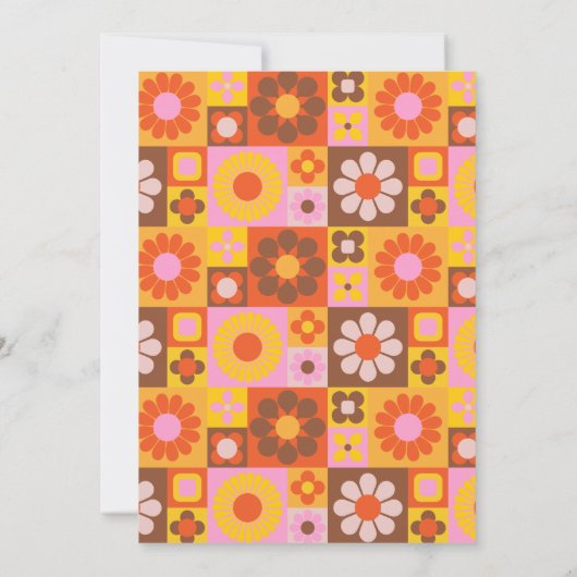 可愛いレトロGroovyジオメトリックはっきりしたイエロー結婚ズ 招待状 (裏面)