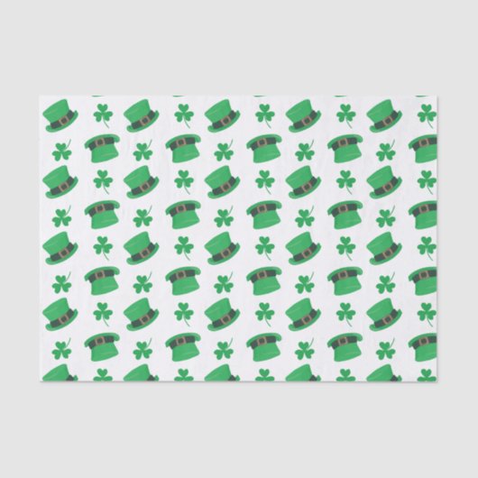 可愛いレプレシャンの帽子とシャムロックパターン 薄葉紙 (正面)