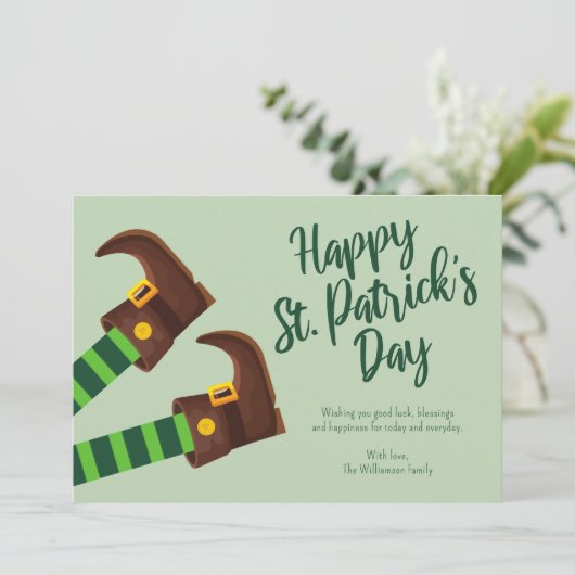 可愛いレプレシャン脚グリーンハッピーセントパトリックの日 シーズンカード (スタンド正面)