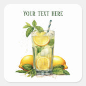 可愛いレモネード追加文字事業 スクエアシール (正面)