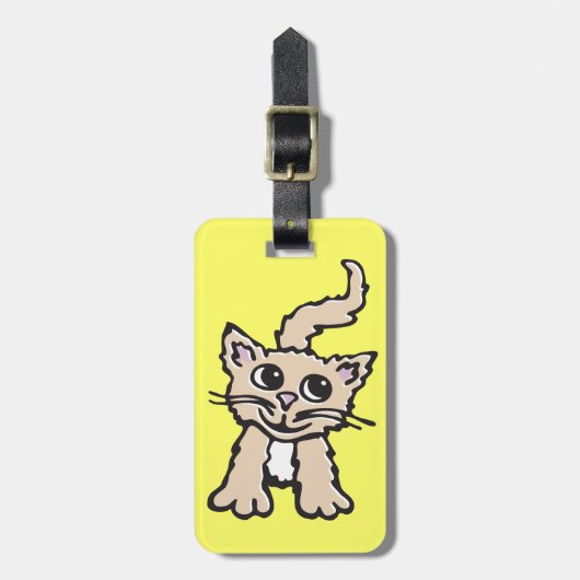 可愛いレモングラフィック猫カスタムのラゲッジタグ ラゲッジタグ (正面縦)