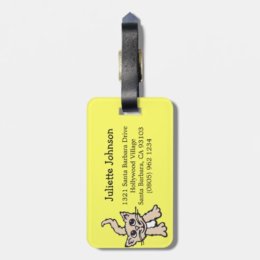 可愛いレモングラフィック猫カスタムのラゲッジタグ ラゲッジタグ (裏面縦)