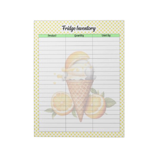可愛いレモンパイパントリーインベントリリスト ノートパッド (回転)