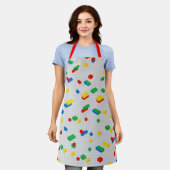 可愛いレンガカラフル建物ブロック子供パターン エプロン (着用した状態)