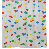 可愛いレンガカラフル建物ブロック子供パターン シャワーカーテン (正面)