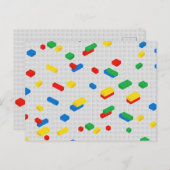 可愛いレンガカラフル建物ブロック子供パターン シーズンポストカード (正面/裏面)