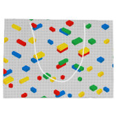 可愛いレンガカラフル建物ブロック子供パターン ラージペーパーバッグ (裏面)