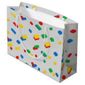 可愛いレンガカラフル建物ブロック子供パターン ラージペーパーバッグ (裏面アングル)