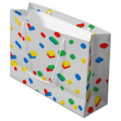 可愛いレンガカラフル建物ブロック子供パターン ラージペーパーバッグ (正面アングル)