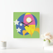 可愛いロケット スクエア壁時計 (ホーム)