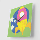 可愛いロケット スクエア壁時計 (傾斜)