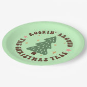 可愛いロッキンのまわりにクリスマスツリー ペーパープレート (アングル)