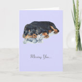 可愛いロットワイラーの子犬のテディ恋しく思の君 カード (正面)