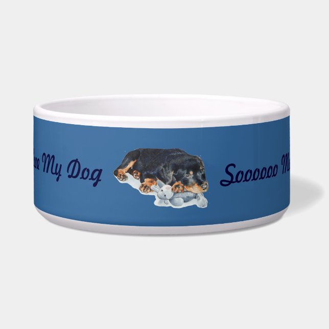 可愛いロットワイラー子犬の赤ちゃんテディベア ボウル (正面)