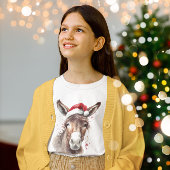 可愛いロバのクリスマスキッズ服 Tシャツ