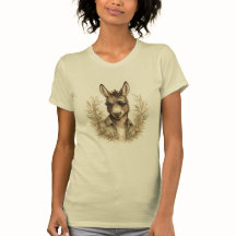 可愛いロバのプリントTシャツ レディース