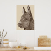 可愛いロバの生き生きとした鉛筆スケッチ ポスター (キッチン)